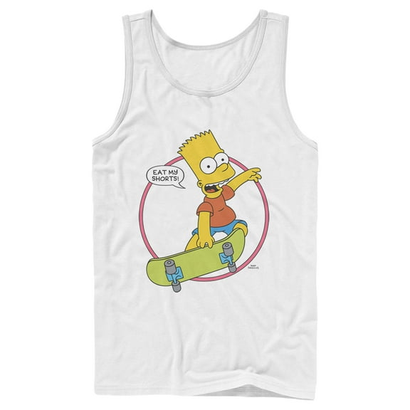 Men's The Simpsons Eat My Shorts Tank Top White Medium