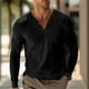 thumbnail image 1 of pstuiky camisetas de manga larga para hombre, Blusas y camisas de manga larga con cuello en V y colores lisos para hombre Tops de hombre l, 1 of 5