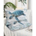 thumbnail image 2 of Sea Turtle Blue Pillow Covers Queen Size 2 Pack, Coastal Ocean Seaweed Wooden Grain Soft Bed Throw Pillowcases Breathable Cooling Long Lumbar Body Pillow Sham Cover for Bed Sofa 20''x30'', 2 of 7