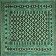 thumbnail image 1 of Ahgly Company Machine Washable Indoor Square Southwestern Turquoise Blue Country Area Rugs, 3' Square, 1 of 4