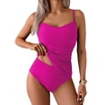thumbnail image 1 of Trajes de baño Tankini Eomenie Tummy Control, cintura alta, color rosa intenso, 1 of 4