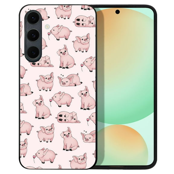 WIRESTER Shockproof Soft Rubber Cover Case for Samsung Galaxy S24 FE 6.7", Pig Funny Playful Postures