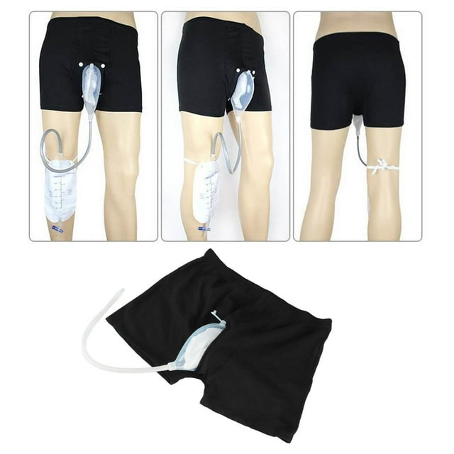 Wearable Urinal For Men, Reusable Male Urinal Bag With Elastic Waistband Portable Shorts Pee Bag For Incontinence Elderly
