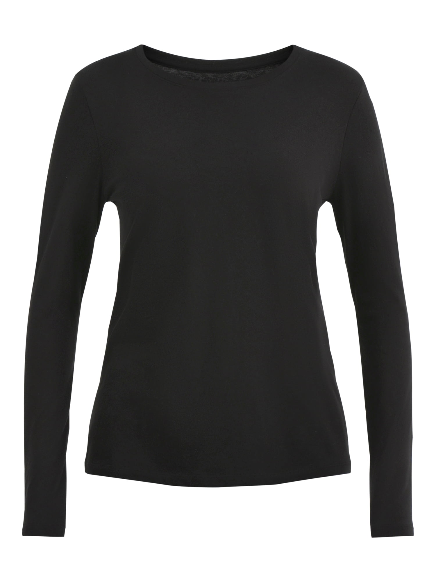 Time and Tru Women's Cotton Crewneck Tee with Long Sleeves, 2-Pack, Sizes XS-XXXL