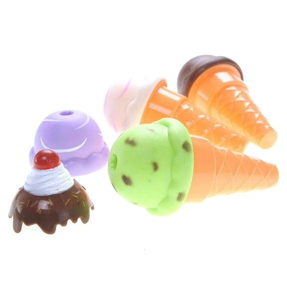 Sweet Treats 10 Pieces Ice Cream Parlor Plastic Play Food Set, Ice Creams (Multi-color)