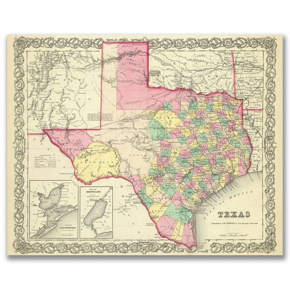 Texas 1873 Vintage Map 11x14 Unframed Print–Antique Cartography Poster Reproduction Counties Rivers Railroads Towns Historical Wall Art Rustic Lone Star State Décor for Home Office Library Classroom