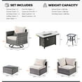 thumbnail image 3 of Ovios 11 Pieces Patio Fire Pit Set Outdoor Wicker Sectional Sofa Conversation Set with Swivel Rocking Chairs and Side Table,Beige, 3 of 7
