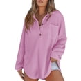 thumbnail image 1 of Camisa Henley tipo túnica de punto gofrado superior y elegante para mujer, 1 of 1