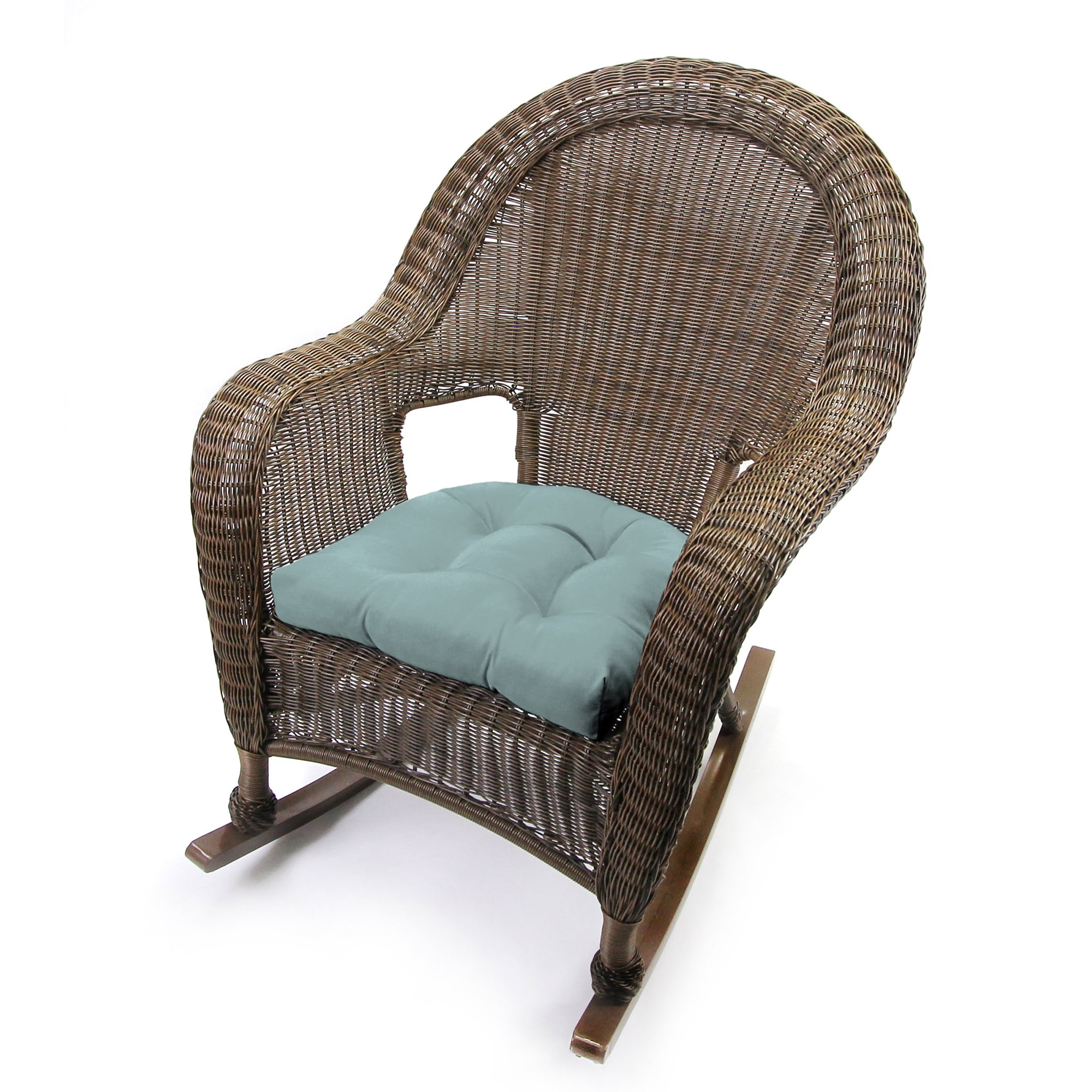Jordan Manufacturing Sunbrella 18" x 18" Cast Mist Light Teal Solid Square Tufted Contoured Outdoor Wicker Seat Cushion (2 Pack)