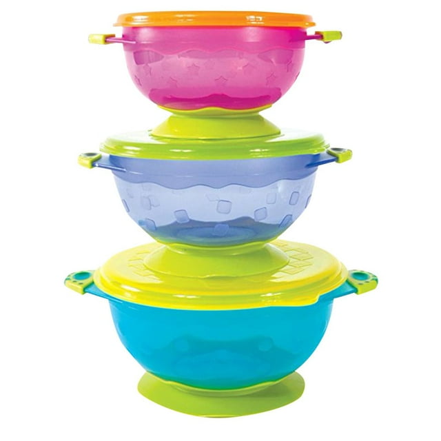 AMERTEER Smart Sprout Baby Bowls Approved Stay Put Suction Bowls Set With Snap Tight Lids
