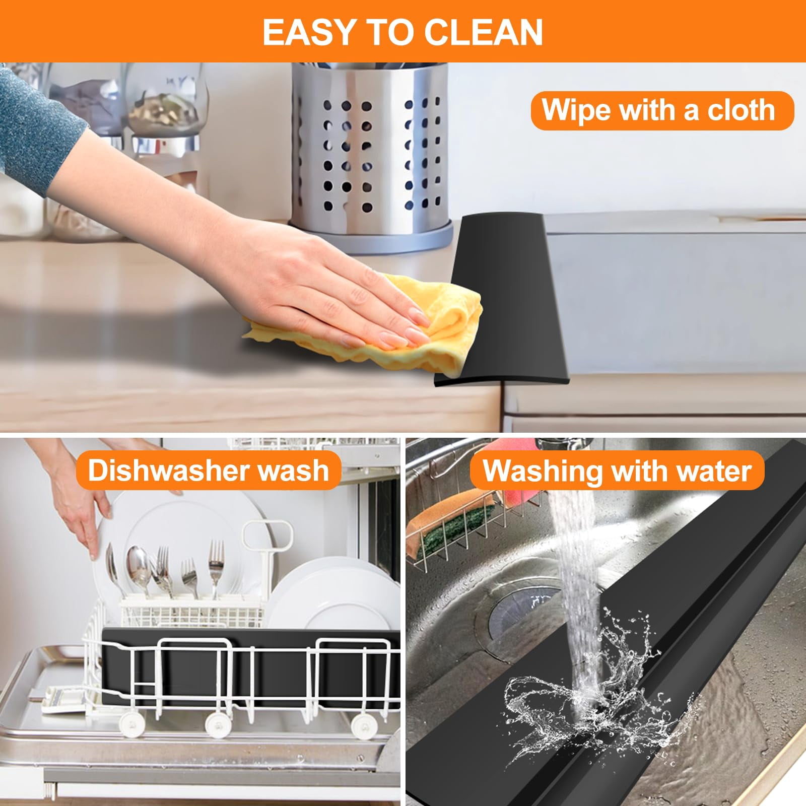 Genreen Stove Gap Covers (2 pack), Easy to Clean Gap Fillers Between Counters and Stovetops, Oven, Washer，Furniture Easy to Install Heat Resistant, Black 25 Inches