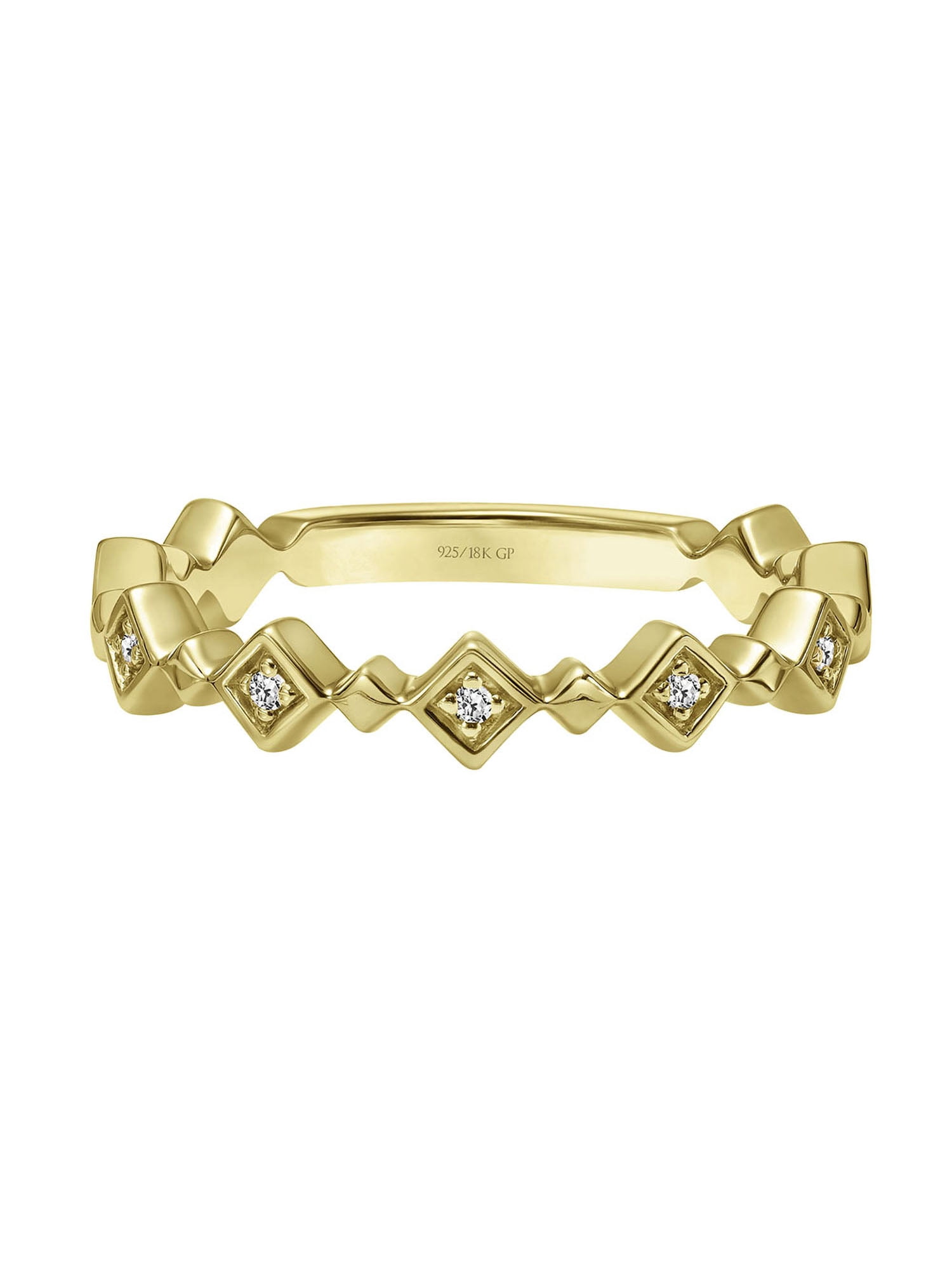 Keepsake Diamond-Accent ZigZag Stacking Ring in 18k Yellow Gold over Sterling Silver