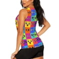 thumbnail image 3 of Easygdp Doodle Faces Emotions Women's Workout Tank Top, Running Top, Hiking Shirt, Quick-Dry for Running, Yoga, Hiking - Medium, 3 of 9