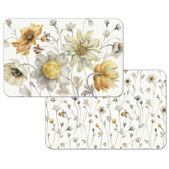 Wipe-Clean Reversible Decofoam Placemats, Fields of Gold, Set of 2, Made in The USA