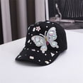 thumbnail image 2 of Hats For Women Baseball Cap Trucker Hats Denim Hats For Women Jean Hat Baseball Hat With Ponytail Hole with Butterfly Sequin Bling, 2 of 4