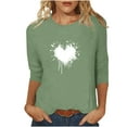 thumbnail image 1 of Tuniques Grande Taille pour Femmes, Mode Printemps/été 2025, T-shirt à Manches 3/4, Col Rond, Vert P, 1 of 4