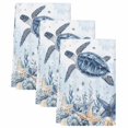 thumbnail image 2 of Blue Turtle Coastal Kitchen Towels Set of 3, Beach Starfish Nautical Coral Botanical Absorbent Dish Towels for Kitchen, Microfiber Hand Towel, Quick Drying Tea Towel for Cleaning Dishcloths, 2 of 7
