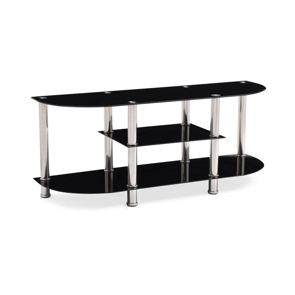 Hodedah Black 4Shelf Glass TV Stand for TVs up to 42"
