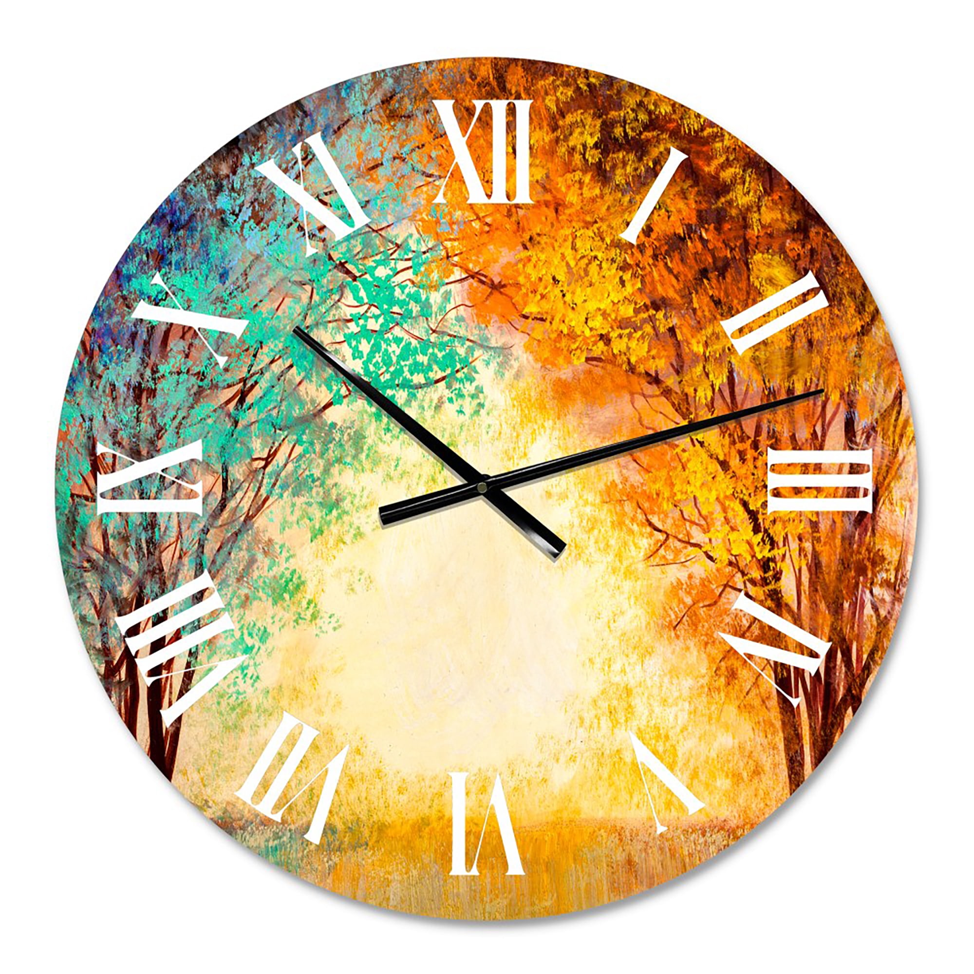 Designart 'Alley Through The Park In Autumn Sunset' Traditional Wall Clock