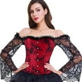 thumbnail image 4 of Corsé de encaje Steampunk para mujer, corsé con hombros descubiertos y falda alta y baja, ropa de fiesta, 4 of 6