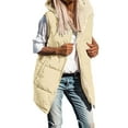 thumbnail image 3 of YUEHUA Long Vest for Women 2025 Quilted Vest Hooded Maxi Length Sleeveless Puffer Vest Padded Coat Winter Outerwear, 3 of 7