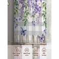 thumbnail image 6 of Spring Purple Flowers Sheer Curtains 45 Inch Length 2 Panels Set Window Treatments, Farmhouse Leaves Fences Gray Plaid Rod Pocket Semi Curtains for Living Room/Bedroom/Kitchen Décor, 104"W x 45"L, 6 of 7