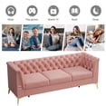 thumbnail image 3 of Velvet Sofa Couch, Atumon Velvet Sofa with Gold Metal Legs, Couches and Sofas, Modern Sofa Furniture, Velvet Upholstered Sofa for Living Room Bedroom Apartment, 82.68"L x 30.51"W x 30.9"H, Pink, 3 of 10