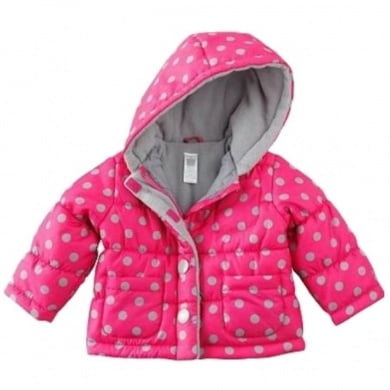carters baby pink coat infant hooded ski dot jacket polka gray winter quilted puffer carter walmart