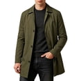 thumbnail image 3 of UVEASISHA Lightweight Trench Coats for Men Lapel Collar Single Breasted Windbreaker Jackets Mid Length Casual Business Jacket Fashion Fall Winter Outerwear Army Green L, 3 of 8