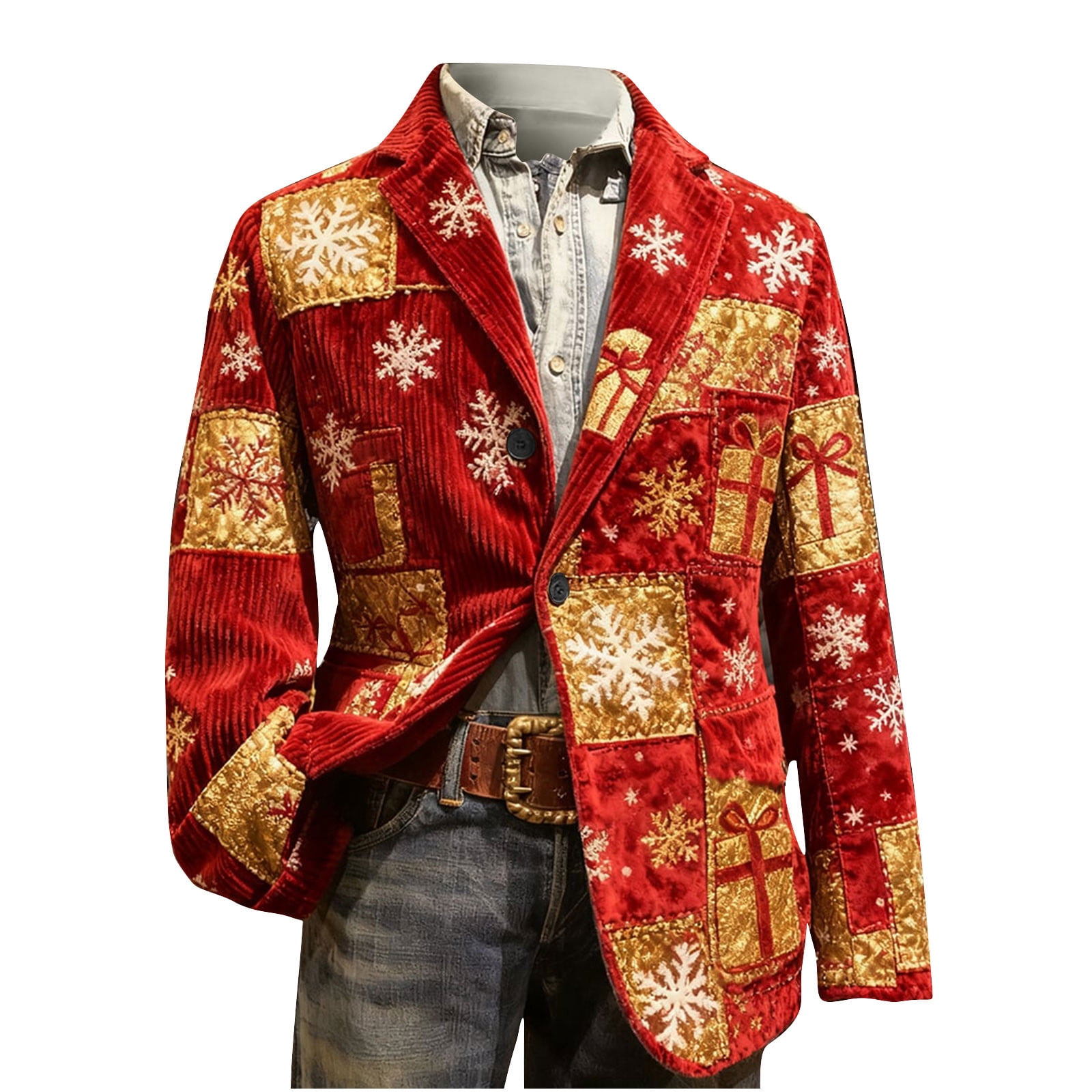 Weihnachten Jacke Herren Corduroy Anzugjacke Schmal Produktbild-Vorschau 6