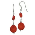 thumbnail image 1 of 925 Sterling Silver Round Red Drop Dangle Earrings Pearl Natural Stone Shell, 1 of 6