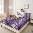 thumbnail image 3 of Erosebridal Black Purple Cheetah Print Bed Sheets 4pcs For Teens Adults,Abstract Animal Print King Sheets, 3 of 5