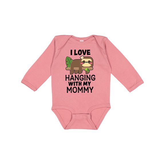 Inktastic I Love Hanging out with My Mommy with Sloth Boys or Girls Long Sleeve Baby Bodysuit