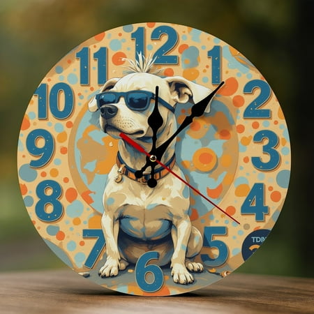 Wall Clock Decorative - Cool Labrador Dog Print 2D Vintage Wall Clocks Battery Operated Silent Non-Ticking for Bedroom, Living Room, Kitchen, Office, Classroom, 10 Inch