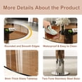thumbnail image 5 of 35-Inch Round Glass Dining Table, Tempered Glass Tabletop, Stainless Steel Legs, Suitable for 2-4 People, Dark Brown Small Round Dining Table, for Restaurants and Apartments, 5 of 9