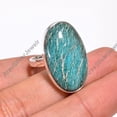 thumbnail image 2 of Natural Large Oval Green Amazonite Stone 925 Sterling Silver Statement Ring for Men and Women, 2 of 5