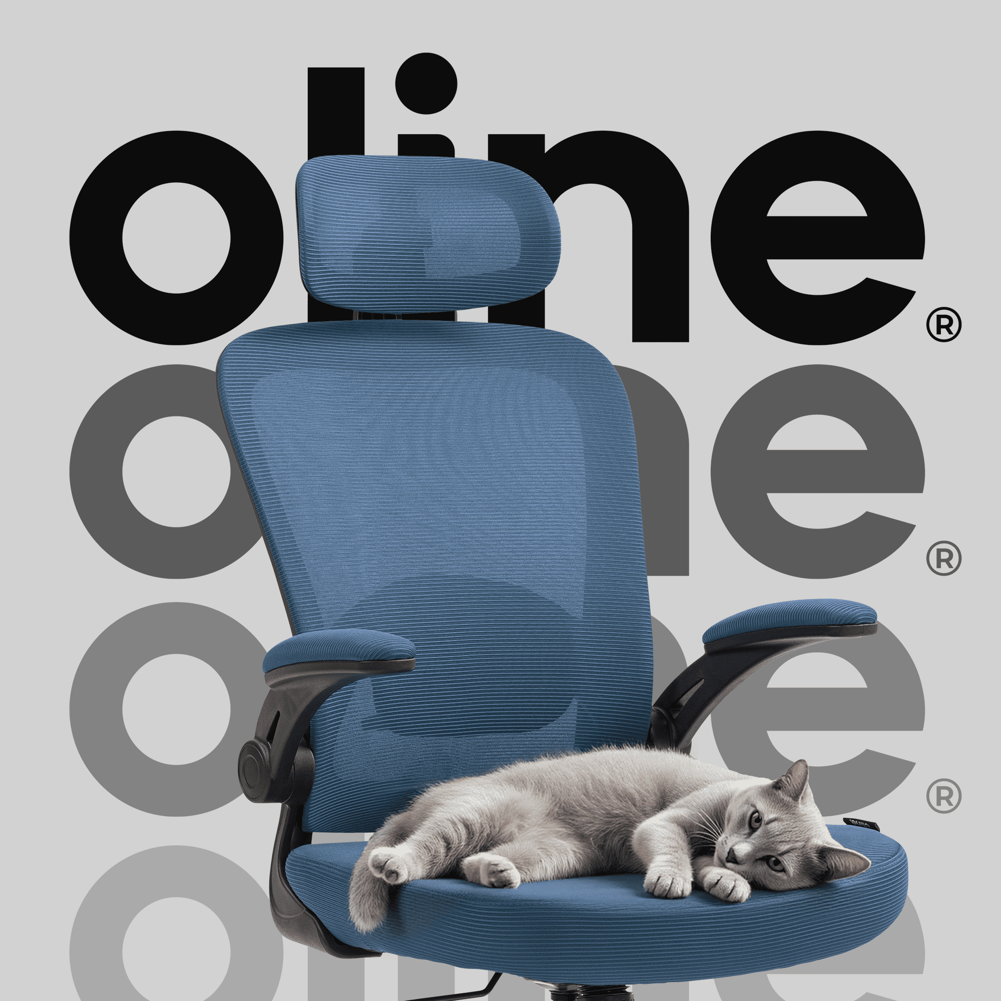 Oline ErgoAir Ergonomic Office Chair – Adjustable Lumbar Support, Flip-Up Armrests, Mesh Computer Desk Chair, Swivel Rolling Executive Gaming Chair for Home & Office (Navy Blue)