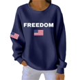 thumbnail image 4 of Dark Blue Women's Freedom American Falg Print Round Neck Sweatshirt A True Patriot Shirt Long Sleeve, 4 of 4
