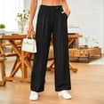 thumbnail image 5 of Zylarhe Women's Pants Women's Straight Leg Casual Pants Comfortable Versatile Trousers With Button Detail Side Pockets For Daily Wear All Seasons, 5 of 6