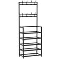 thumbnail image 2 of HKEJIAOI Space Saving Shoe Rack with Coat Rack - 5-Layer Hanging Coat Rack for Doorway & Entryway - Foldable Storage Organizer with Easy Assembly - Perfect for Home, Dorm, Office (Black)​​, 2 of 6