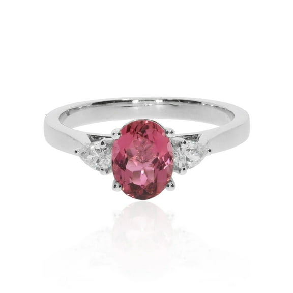 Natural Pink Tourmaline 14K Solid Gold Ring/Solitaire Anniversary Ring For Women/Minimalistic Style/October Birthstone Ring/Gift For her