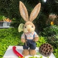 thumbnail image 4 of Easter Straw Bunny Figurine, 14 Inch Cute Rabbit Holding Carrot Straw Rabbit Decor Statue, Bunnies Decoration for Home & Party (E), 4 of 6