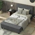 thumbnail image 4 of Costway Full Upholstered Bed Frame with Ottoman Storage Linen Button Tufted Headboard, 4 of 10