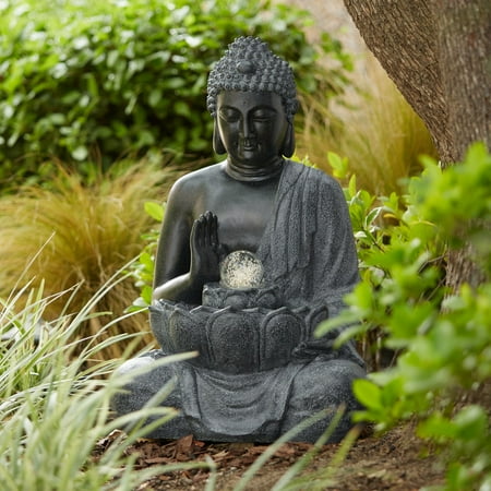 John Timberland Buddha Outdoor Water Fountain with Light LED 28 High Faux Stone Meditation Decor for Garden Patio Backyard