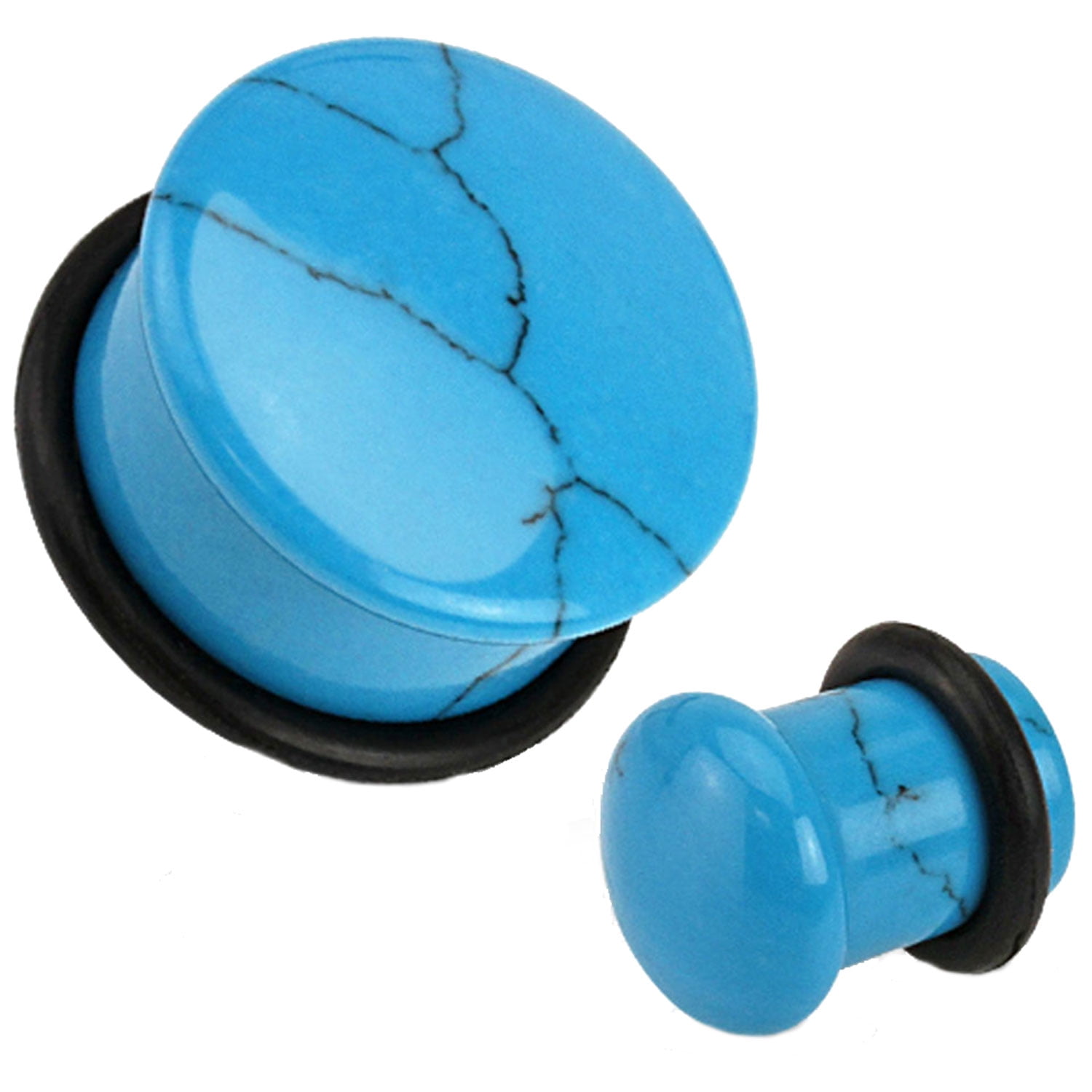 BodyJ4You BodyJ4You Stone Domed Single Flare Ear Plugs Turquoise Aqua