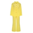 thumbnail image 6 of Meresysid Women's New Solid Color Shirt Loose Casual With Pocket Long Sleeved Lapel Set Suit Yellow, 6 of 6