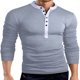 thumbnail image 1 of pstuiky camisas de manga larga para hombre, Camiseta de manga larga con cuello alto falso de color liso para hombre, con múltiples botones y preimpregnación salir tops xl, 1 of 5