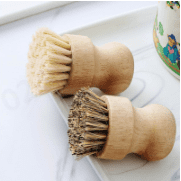 Bamboo Scrub Brush Clean Pan Kitchen Dish Scrubber Set of 2 • Bamboo Dish Brush for Washing Pots, Pans, Dishes & Plates • Natural Bristle Wooden Brushes for Washing Up