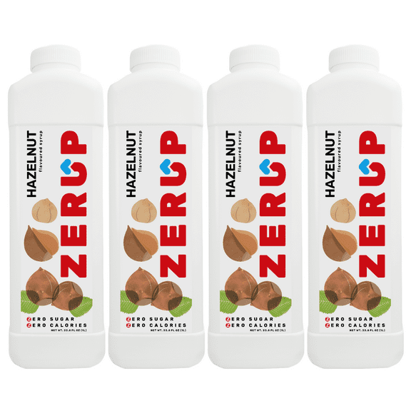 Zerup Zero Sugar Hazelnut Syrup Sugar-Free, Zero Calories, Keto Friendly Pack of 4 33.8 Oz (1L)