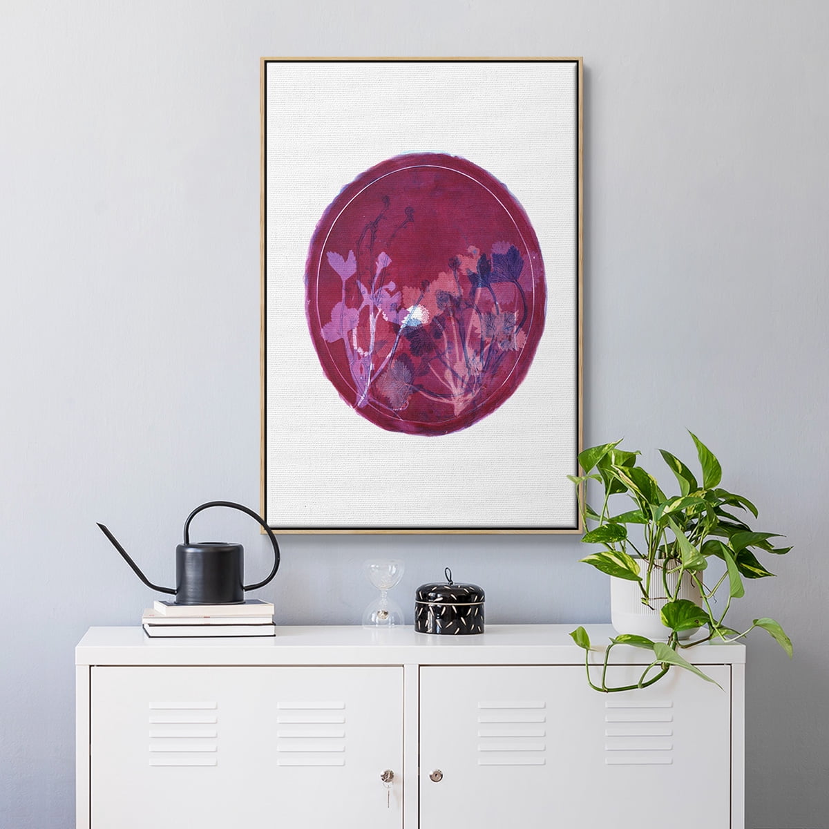 Strawberries and Forg II Framed Premium Gallery Wrapped Canvas - Ready to Hang - 17 x 25 - Natural Wood Floating Frame